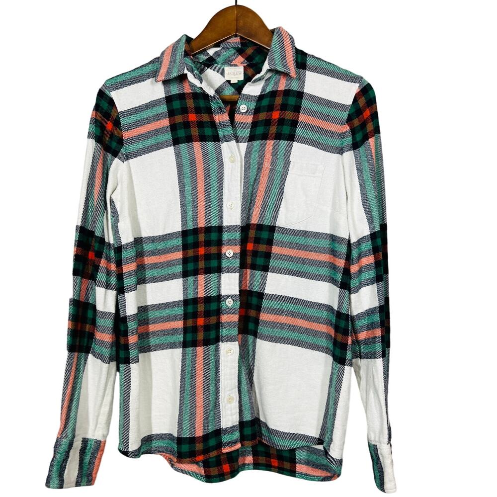 J Crew Button Up Flannel Shirt Long Sleeve Casual Christmas Colors - S